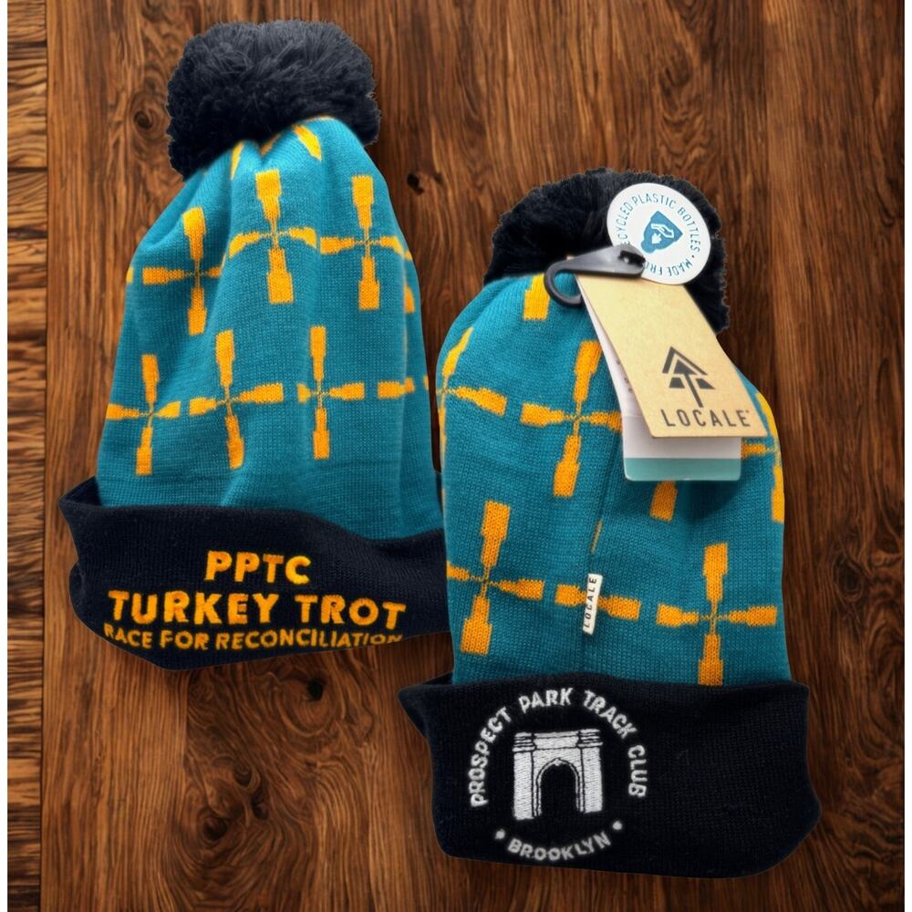 Prospect Park Brooklyn NY Turkey Trot Beanie Hat Locale NYC Rare Winter Pom NWT - Picture 14 of 15